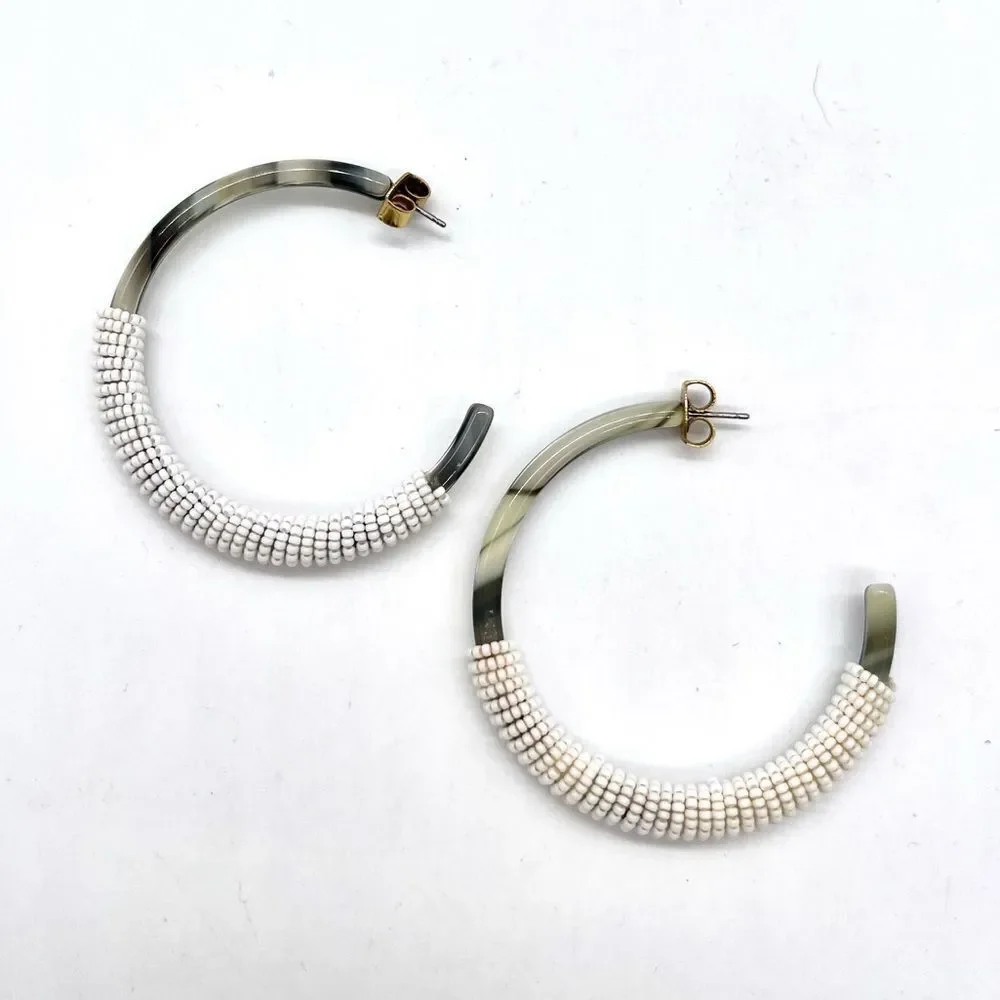 J.Crew Tortoises and Beaded open Hoop Earrings